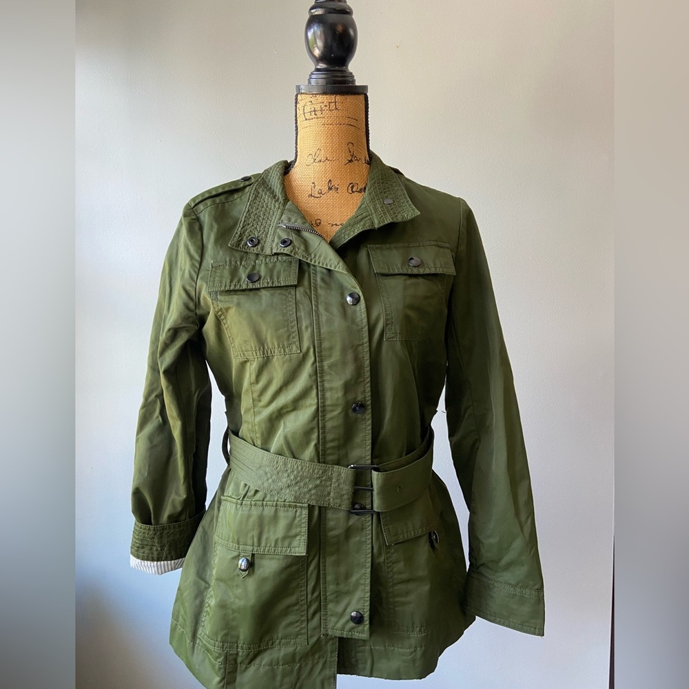 Olive Green Women's Belted Utility Jacket
